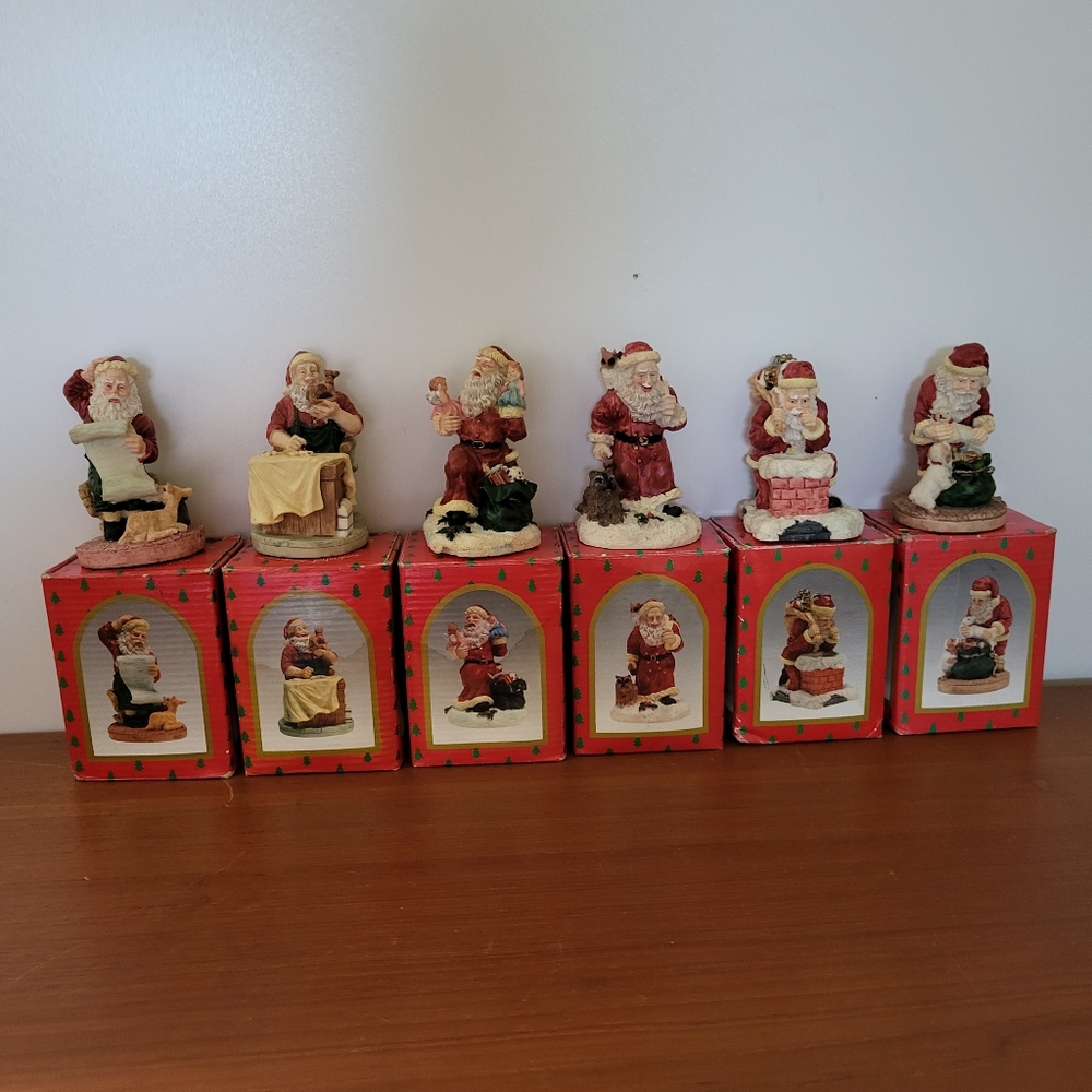 Complete Set Of 6 Brinns 1992 Santa Figurines Christmas Decor